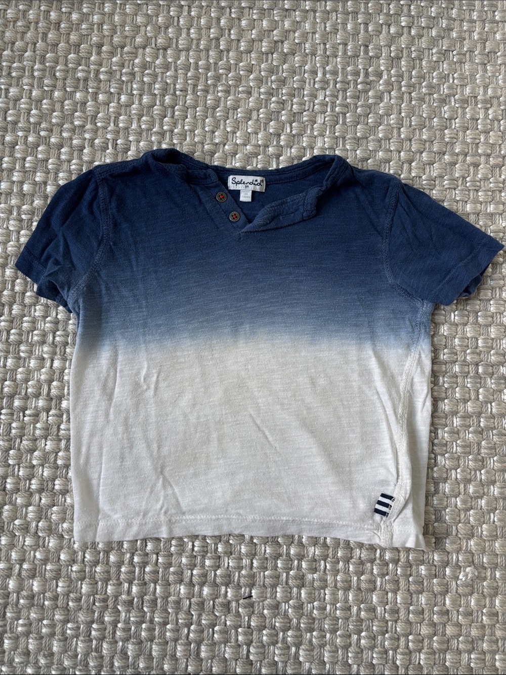 Splendid Kids Navy to White Ombre Henley Short Sleeve Tee